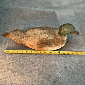 Vintage duck decoy, glass eyes, swivel wood head.